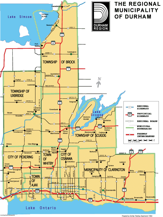 Map of Durham Region